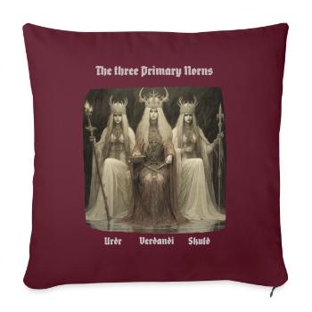 Les Trois Norns / Femmes du destin - Housse de coussin décorative 45 x 45 cm - bordeaux - Devant