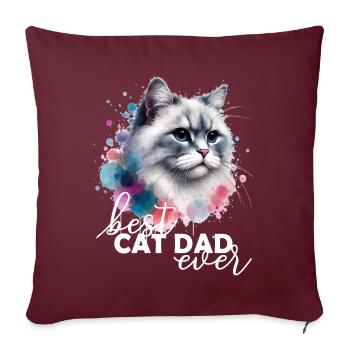 Meilleur Papa De Chat Jamais Katze - Housse de coussin décorative 45 x 45 cm - bordeaux - Devant