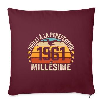Millésime 1961 Cadeau D’anniversaire Rétro 1961 - Housse de coussin décorative 45 x 45 cm - bordeaux - Devant