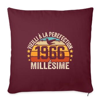 Millésime 1966 Cadeau D’anniversaire Rétro 1966 - Housse de coussin décorative 45 x 45 cm - bordeaux - Devant