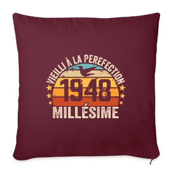 Millésime 1948 Cadeau D’anniversaire Rétro 1948 - Housse de coussin décorative 45 x 45 cm - bordeaux - Devant