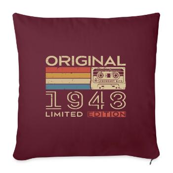 Cadeau Anniversaire 1948 Rétro 1948 - Vintage 1948 - Housse de coussin décorative 45 x 45 cm - bordeaux - Devant