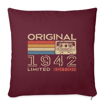 Cadeau Anniversaire 1942 Rétro 1942 - Vintage 1942 - Housse de coussin décorative 45 x 45 cm - bordeaux - Devant