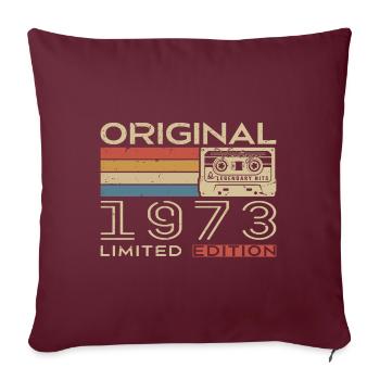 Cadeau Anniversaire 1973 Rétro 1973 - Vintage 1973 - Housse de coussin décorative 45 x 45 cm - bordeaux - Devant