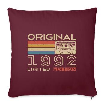 Cadeau Anniversaire 1992 Rétro 1992 - Vintage 1992 - Housse de coussin décorative 45 x 45 cm - bordeaux - Devant