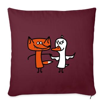 Renard et oie (b) - Housse de coussin décorative 45 x 45 cm - bordeaux - Devant