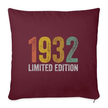 Anniversaire vintage 1932 édition limitée - Housse de coussin décorative 45 x 45 cm - bordeaux - Devant