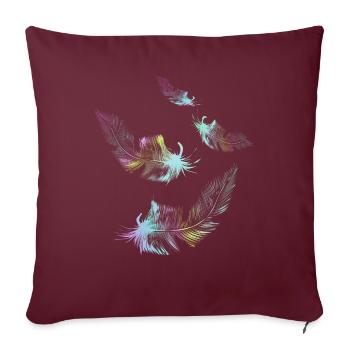 plumes arc-en-ciel - Housse de coussin décorative 45 x 45 cm - bordeaux - Devant