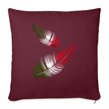 plumes italiennes en rouge blanc et vert - Housse de coussin décorative 45 x 45 cm - bordeaux - Devant