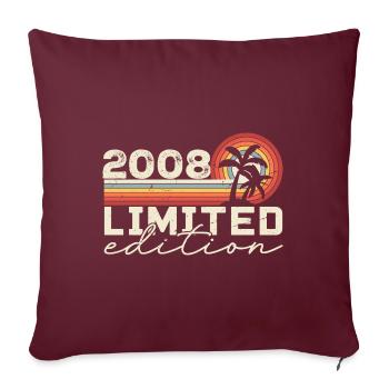 Vintage 2008 Cadeau Anniversaire 2008 Retro 2008 - Housse de coussin décorative 45 x 45 cm - bordeaux - Devant