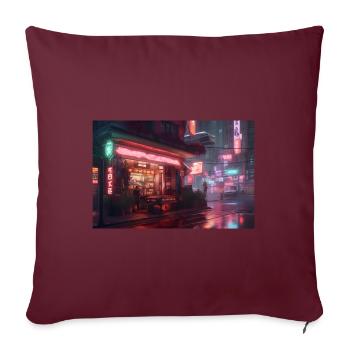 Straße Neon Stadt - Sofakissenbezug 45 x 45 cm - Burgunderrot - Vorne