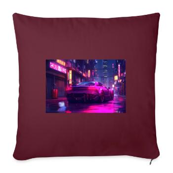 Auto Neon Stadt - Sofakissenbezug 45 x 45 cm - Burgunderrot - Vorne