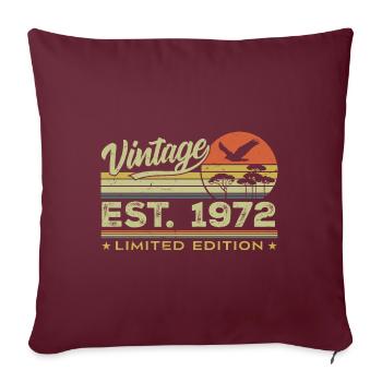 Jahrgang 1972 Genial seit 1972 Geschenk 1972 Retro - Sofakissenbezug 45 x 45 cm - Burgunderrot - Vorne