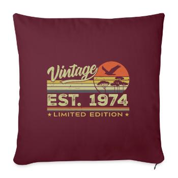 Vintage 1974 Génial Depuis 1974 Cadeau 1974 Rétro - Housse de coussin décorative 45 x 45 cm - bordeaux - Devant