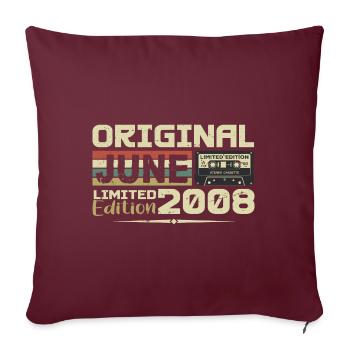 Juin 2008 Vintage Nées En Juin 2008 Anniversaire - Housse de coussin décorative 45 x 45 cm - bordeaux - Devant