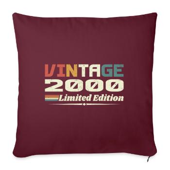 Jahrgang 2000 Geschenk 2000 Geburtstag 2000 Retro - Sofakissenbezug 45 x 45 cm - Burgunderrot - Vorne