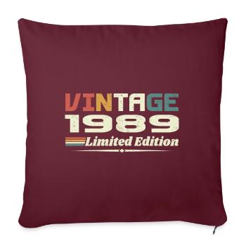 Vintage 1989 Cadeau 1989 Anniversaire 1989 Retro - Housse de coussin décorative 45 x 45 cm - bordeaux - Devant