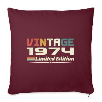 Vintage 1974 Cadeau 1974 Anniversaire 1974 Retro - Housse de coussin décorative 45 x 45 cm - bordeaux - Devant