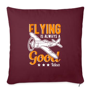 Avion pilote volant en disant - Housse de coussin décorative 45 x 45 cm - bordeaux - Devant