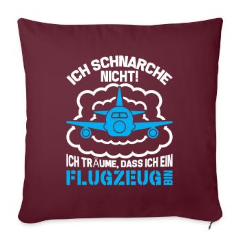 Ne ronflez pas je rêve que je suis un avion - Housse de coussin décorative 45 x 45 cm - bordeaux - Devant