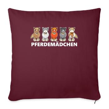 Cheval fille à cheval - Housse de coussin décorative 45 x 45 cm - bordeaux - Devant