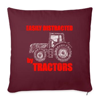 Tracteurs tracteurs proverbe - Housse de coussin décorative 45 x 45 cm - bordeaux - Devant