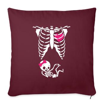 Squelette de la mère Halloween Bébé enceinte - Housse de coussin décorative 45 x 45 cm - bordeaux - Devant