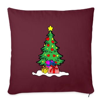 Amour de sapin de noel - Housse de coussin décorative 45 x 45 cm - bordeaux - Devant