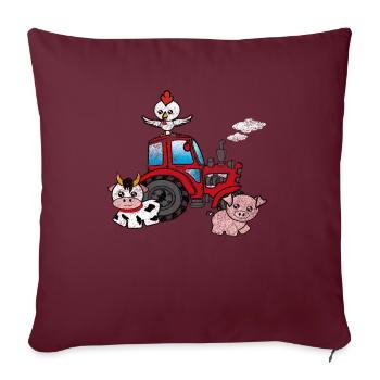 Tracteur fermier - Housse de coussin décorative 45 x 45 cm - bordeaux - Devant