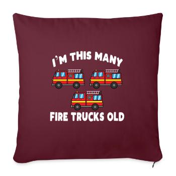 Pompier anniversaire de 3 ans - Housse de coussin décorative 45 x 45 cm - bordeaux - Devant