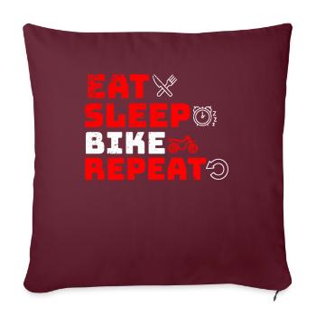 Mangez la répétition du vélo de sommeil - Housse de coussin décorative 45 x 45 cm - bordeaux - Devant