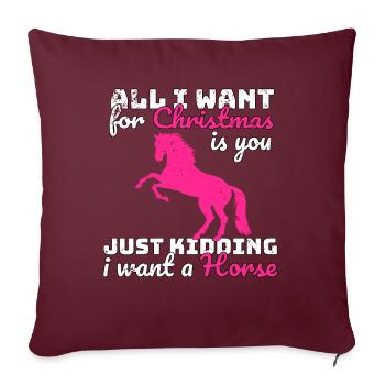 Chevaux de Noël équitation sort - Housse de coussin décorative 45 x 45 cm - bordeaux - Devant