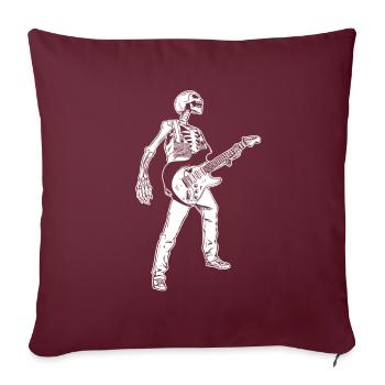Joueur de guitare guitare squelette - Housse de coussin décorative 45 x 45 cm - bordeaux - Devant