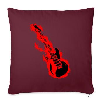 Guitar on fire rocker guitariste rock and roll - Housse de coussin décorative 45 x 45 cm - bordeaux - Devant