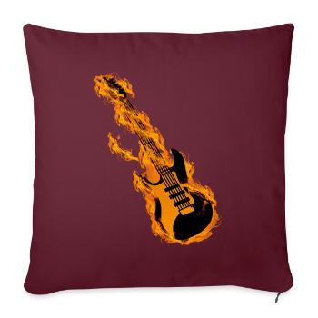 Brûler des guitares de guitare rock and roll - Housse de coussin décorative 45 x 45 cm - bordeaux - Devant