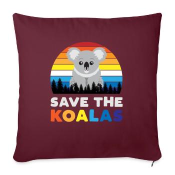 Sauvez le Koalas Vintage - Housse de coussin décorative 45 x 45 cm - bordeaux - Devant
