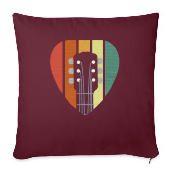 Plectre de guitare vintage - Housse de coussin décorative 45 x 45 cm - bordeaux - Devant