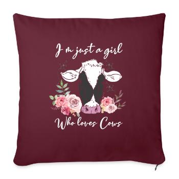 Juste une fille qui vaches aime la vache - Housse de coussin décorative 45 x 45 cm - bordeaux - Devant