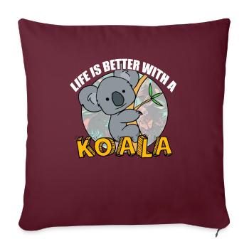 La vie est meilleure avec un koala d'ours koala - Housse de coussin décorative 45 x 45 cm - bordeaux - Devant