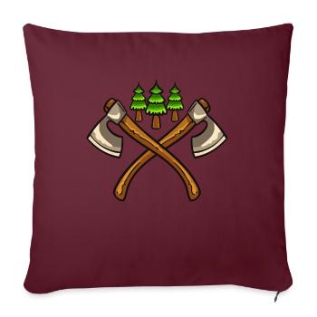 Forêt de bûcherons forestier - Housse de coussin décorative 45 x 45 cm - bordeaux - Devant