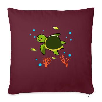 Tortues Plongée - Housse de coussin décorative 45 x 45 cm - bordeaux - Devant