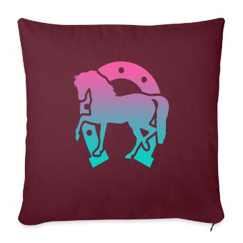 Chevaux cheval équitation fer à cheval - Housse de coussin décorative 45 x 45 cm - bordeaux - Devant