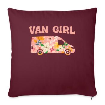 Camping-car Caravane Camping-car - Housse de coussin décorative 45 x 45 cm - bordeaux - Devant