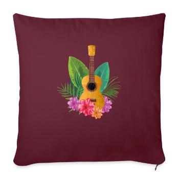 Ukulélé - Housse de coussin décorative 45 x 45 cm - bordeaux - Devant