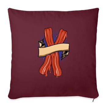 Bacon Bacon Petit déjeuner - Housse de coussin décorative 45 x 45 cm - bordeaux - Devant