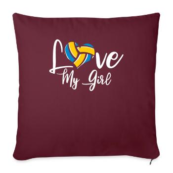 Volleyball Volleyball Joueur de volleyball Maman Love My Girl - Housse de coussin décorative 45 x 45 cm - bordeaux - Devant