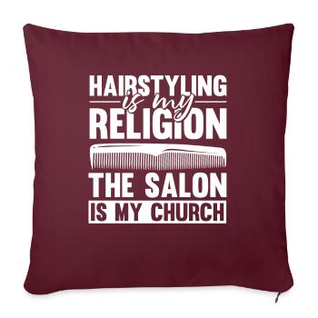 Coiffeur Coiffeur Coiffeur - Housse de coussin décorative 45 x 45 cm - bordeaux - Devant