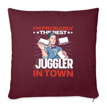 Jongler Jongleur Drôle - Housse de coussin décorative 45 x 45 cm - bordeaux - Devant