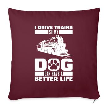 Conducteur de locomotive chien conducteur de train - Housse de coussin décorative 45 x 45 cm - bordeaux - Devant