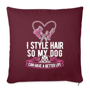 Coiffeur Coiffeur Chien - Housse de coussin décorative 45 x 45 cm - bordeaux - Devant